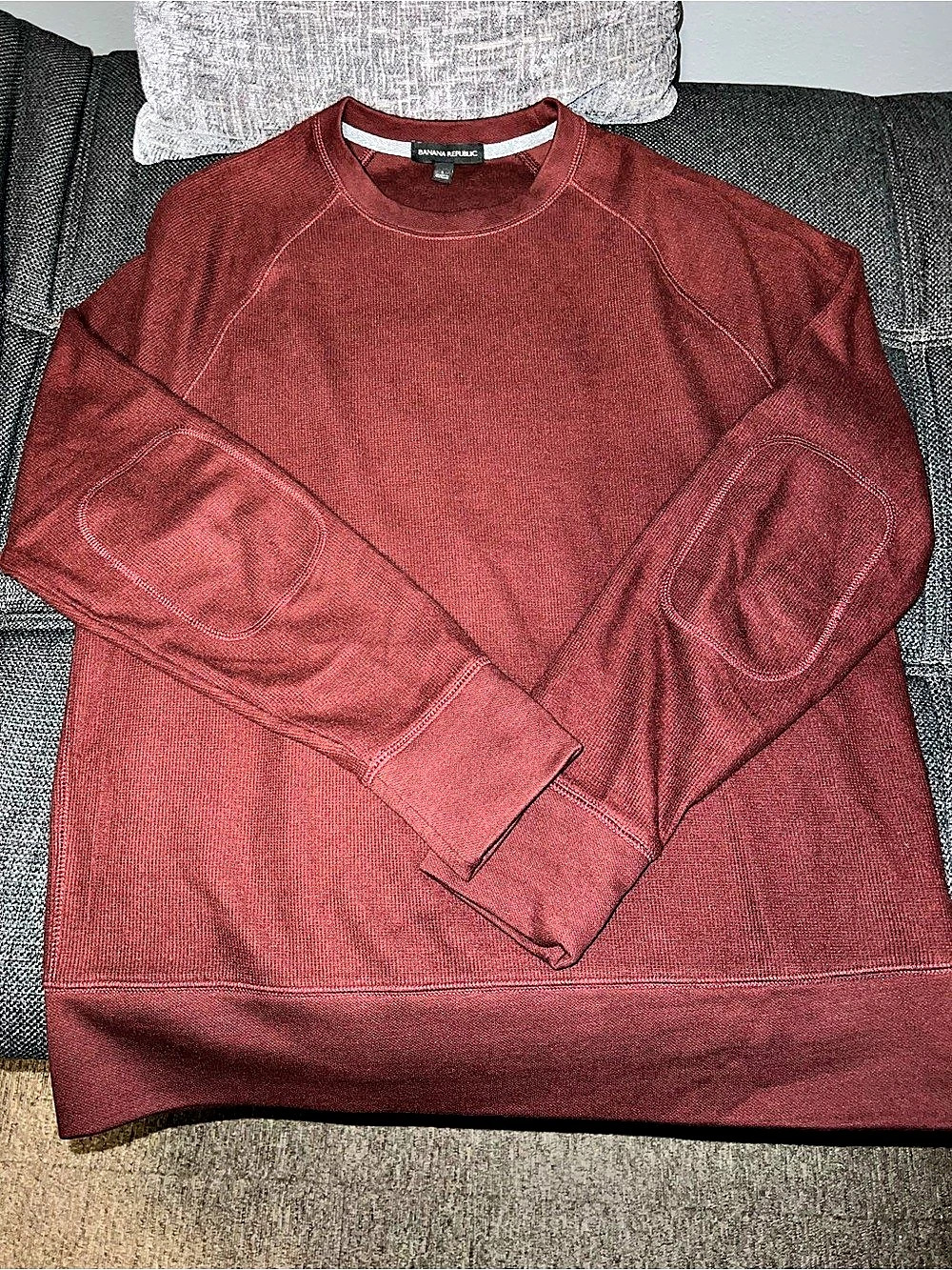 Banana Republic Cotton-Merino Waffle Patch Sweater Red